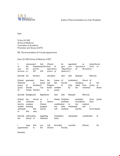 Letter of recommendation for medical student