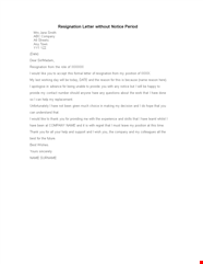 Formal Resignation Letter Format Example Without Notice Period
