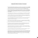 Condolence Speech on Death of Colleague example document template 