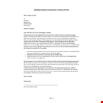 Administrative Assistant Cover Letter Example example document template