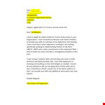 Application For Finance Job Format  example document template