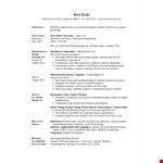 Electrical Engineering Internship Resume | Designing Electrical Images example document template