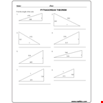 Pythagorean Theorem Chart in Word example document template