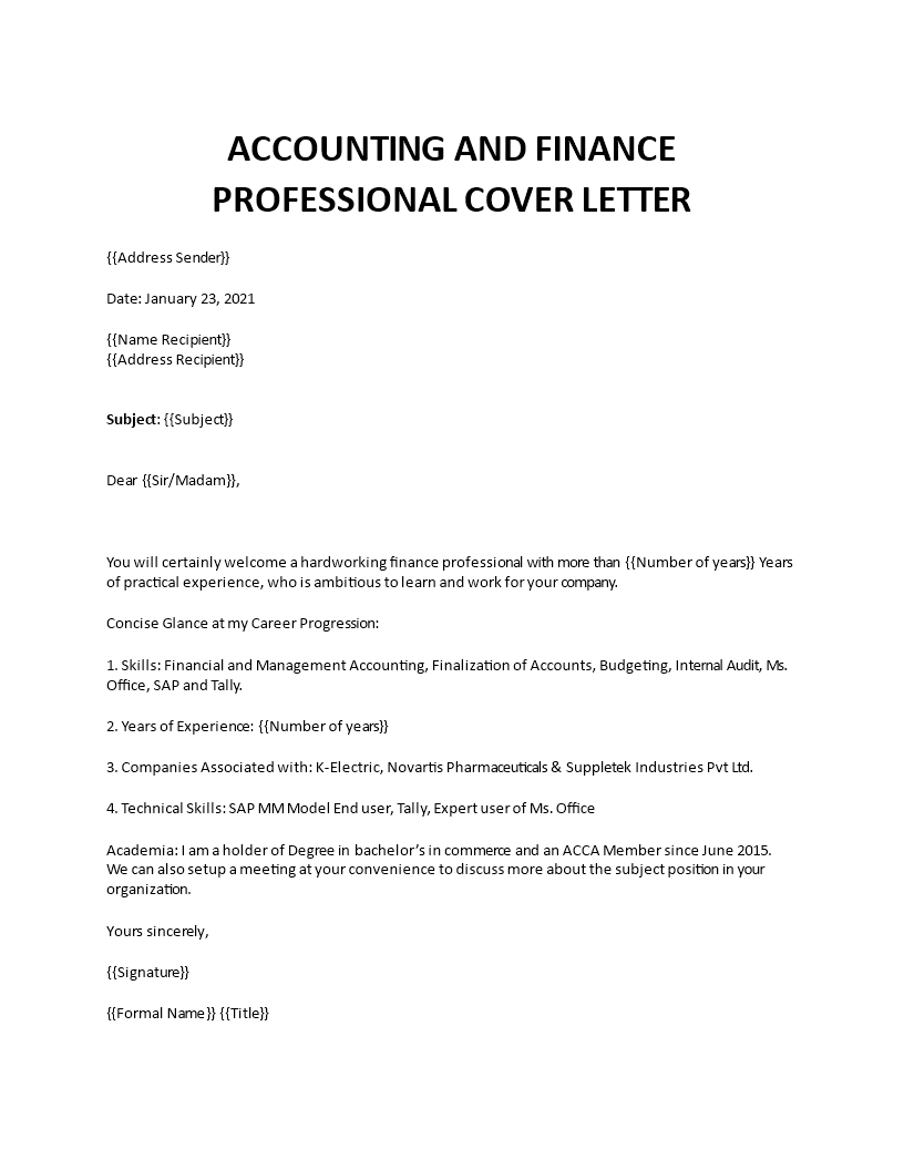 financial analyst cover letter