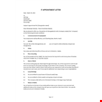 Employment Appointment Letter example document template