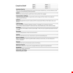 Creative Brief Template - A Comprehensive Guide for Brand Communication and Audience Engagement example document template