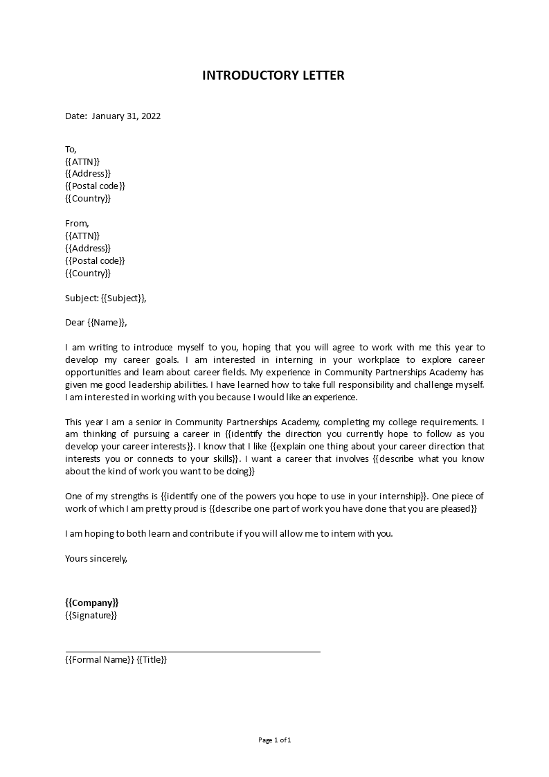 introductory letter template Main Image introductory letter template