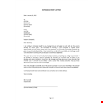 Introductory Letter Template example document template