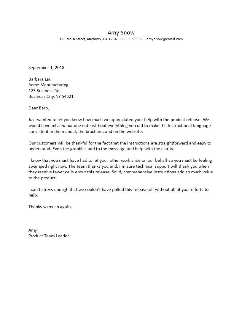 Recognition Letter for Your Business Department - Download Templates