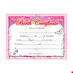 Printable Cute Baby Girl Birth Certificate Template Pdf example document template 
