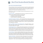 Short Term Vacation Rental Checklist Template example document template