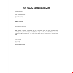 No claim letter example document template