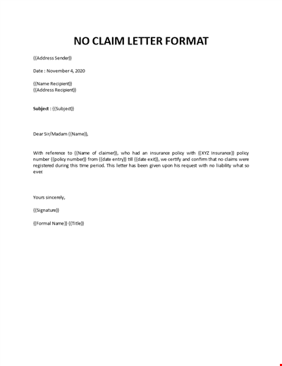 No claim letter