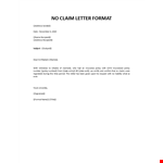 No claim letter example document template 