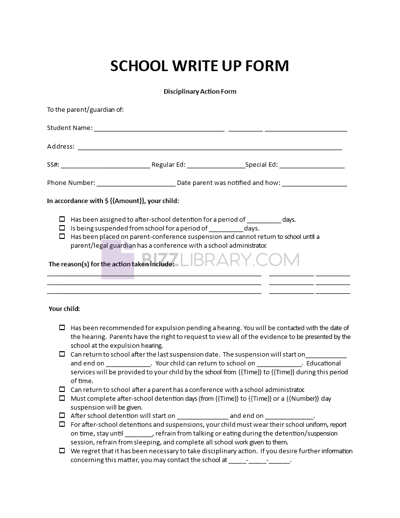 School write up form pdffiller vrogue co