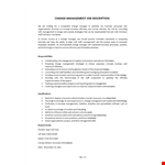 Change Management Job Description example document template