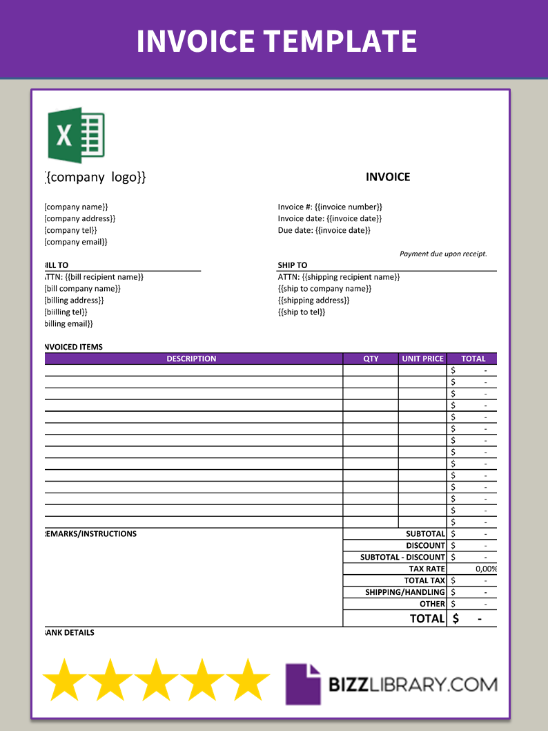 invoice excel template template