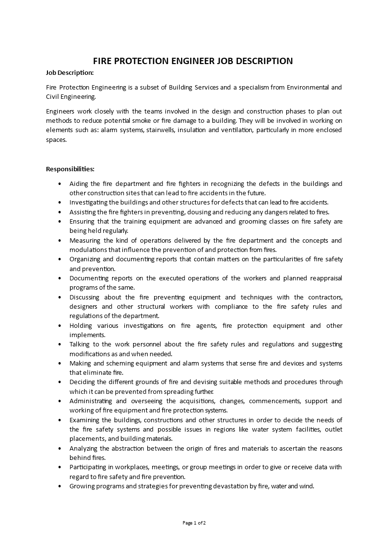 fire protection engineer job description Main Image fire protection engineer job description