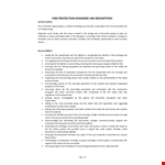 Fire Protection Engineer Job Description example document template