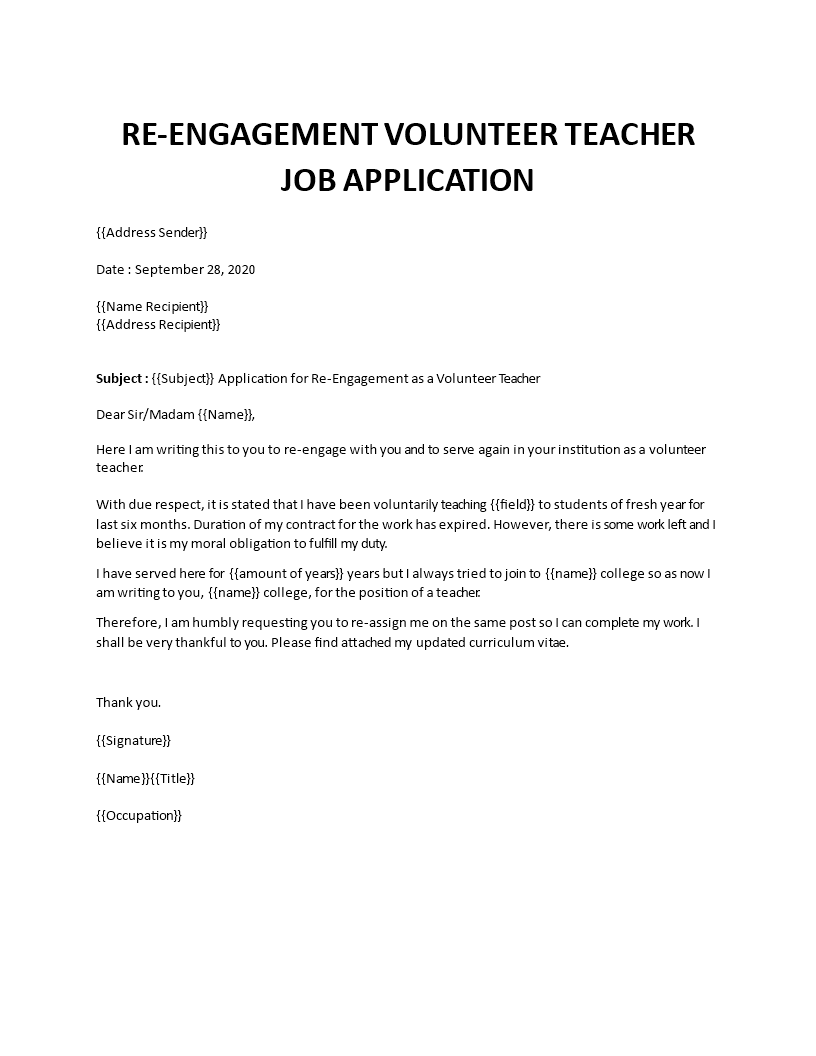 Application Example For Re Engagement As A Volunteer Teacher job-application-letter-for-volunteer-sample-templates-at