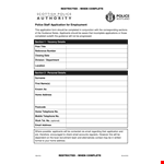 Complete Police Staff Application for Employment – Section Restricted example document template