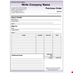 Purchase Order Template in Excel (PO) example document template
