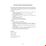 Application Security Engineer Job Description example document template