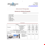 Sample Photographic Quotation example document template