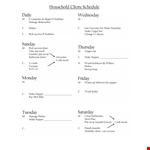 Household Chore Schedule Template example document template
