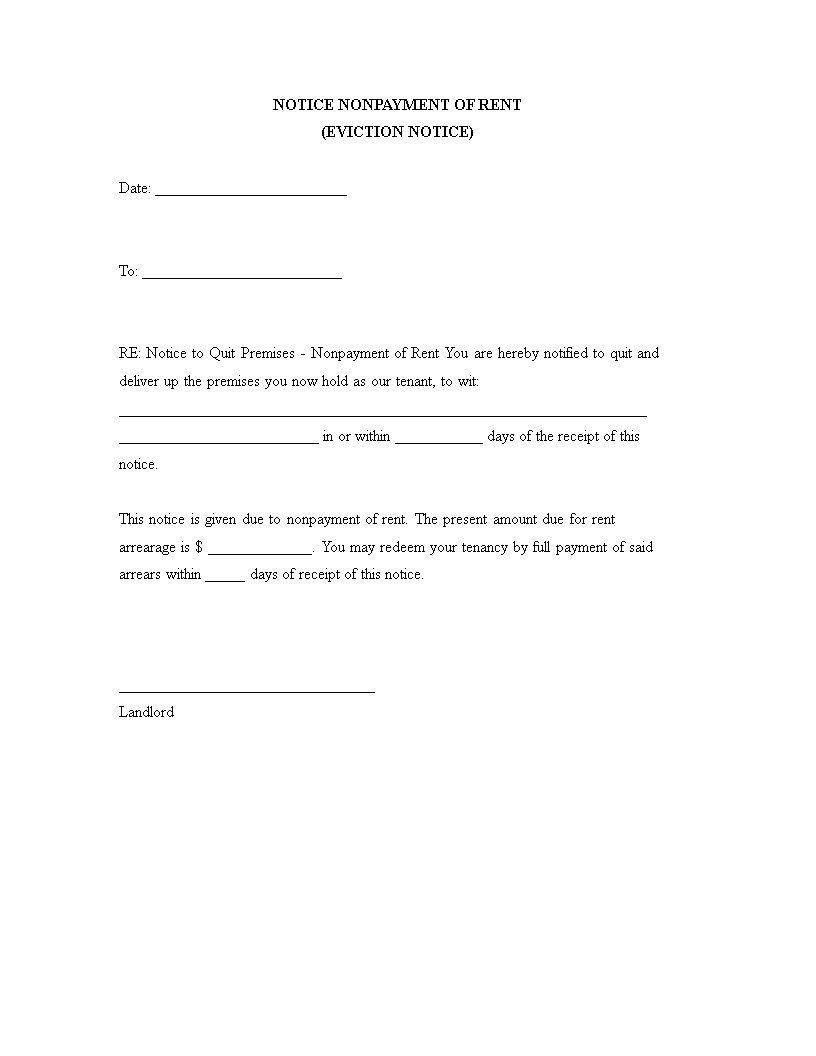 eviction notice template template
