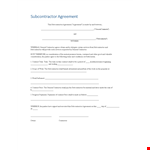 Subcontractor Agreement | Clear and Concise General Contractor Agreement example document template