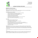 Landscape Crew Member Job Description - Position and Installation example document template