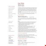 Healthcare Sales Representative Resume - Personal Medical Selling Techniques for Sales example document template