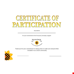 Printable Participation Certificate example document template