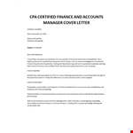 Certified Financial Accountant cover letter example document template