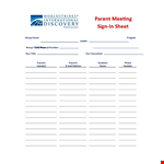 Parent Meeting Sign In Sheet Template - Simplify Your Meeting Organization example document template