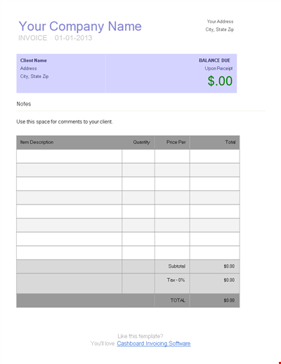 Free Blank Invoice Template For Microsoft Word Download