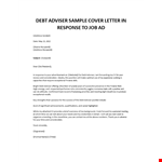 Debt Adviser sample cover letter example document template