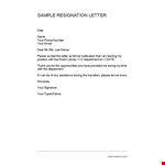 Free Employee Formal Resignation Letter Pdf Template example document template