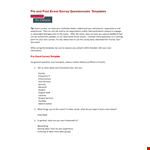 Custom Questionnaire Template for Events - Field Analysis with Comments and Suggestions example document template