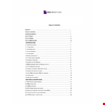 Table of Contents Word template example document template 