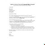 Job Application Letter For Spring Internship example document template
