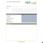 Sales Meeting Agenda - Daily Review & Discussion for Effective Sales Strategies example document template