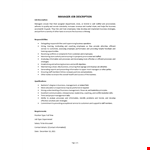 Business Operations Manager Job Description example document template