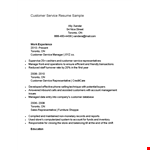 Customer Service Resume Template - Highlight Your Customer Service Skills in Toronto example document template