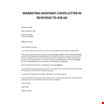 Marketing Assistant cover letter example document template
