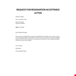 Request for resignation acceptance letter example document template