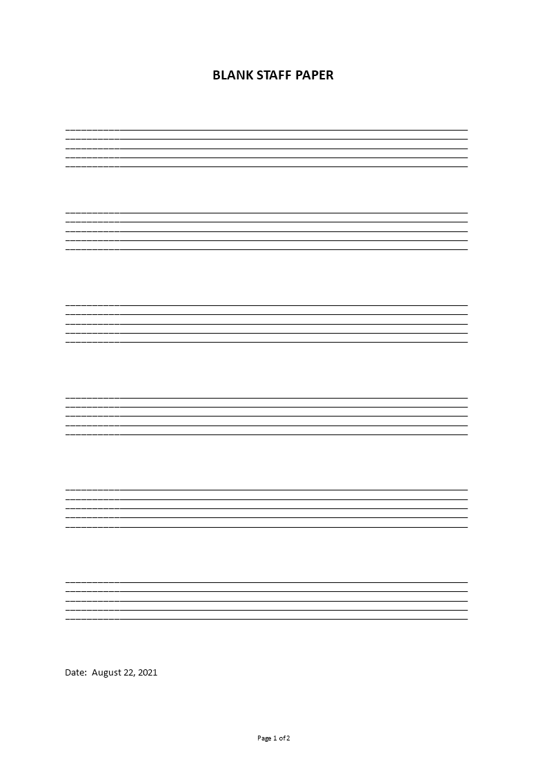 Blank Staff Paper Intended For Blank Sheet Music Template For Word