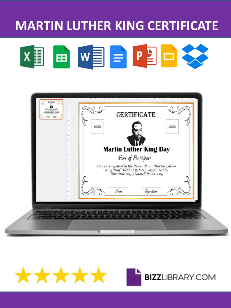 martin luther king day certificate