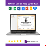 Martin Luther King Day Certificate example document template